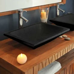 Autres Vasque à poser rectangulaire noire en Terrazzo pour salle de bain design