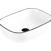 Silla Global Vasque à poser rectangulaire, céramique 45,5x32,5x13,5 cm Blanc/noir* Lavabo