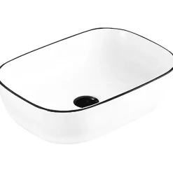 Silla Global Vasque à poser rectangulaire, céramique 45,5x32,5x13,5 cm Blanc/noir* Lavabo