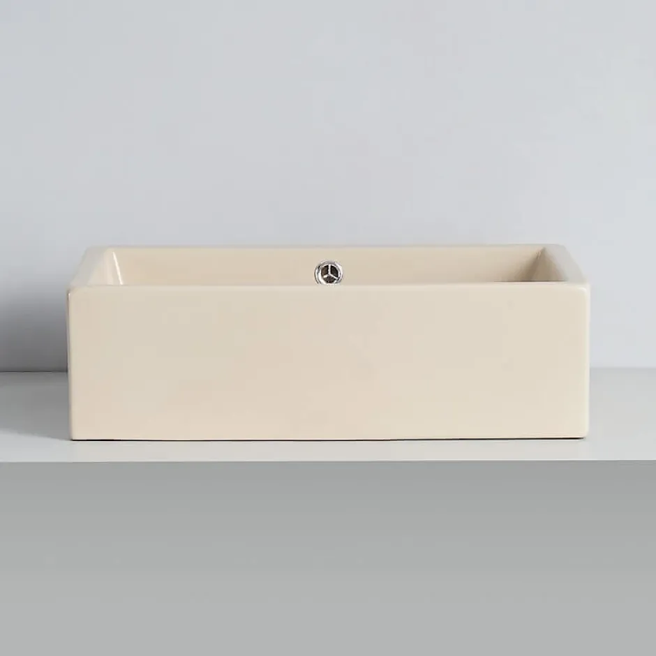 Rue Du Bain Vasque à Poser Rectangulaire - Céramique Beige Mat - 51x36 cm - Line* Vasque À Poser
