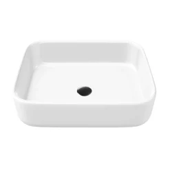 Sanizéo Vasque à poser rectangulaire en céramique blanc brillant L48xl37xProfondeur 13cm - SANIZEO Vesta.