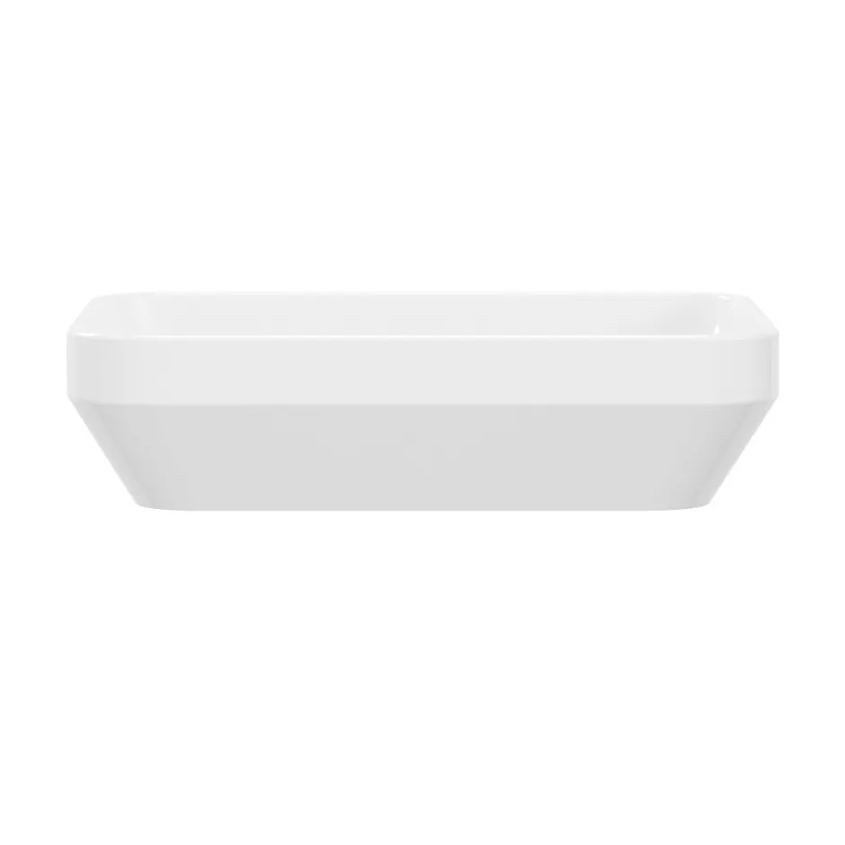 GoodHome Vasque à poser rectangulaire en résine blanc satin l.45 x H.11,5 x P.35 cm, Teesta* Vasque À Poser