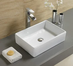 Silla Global Vasque à poser rectangulaire, céramique 47x33x12 cm, Blanc* Lavabo