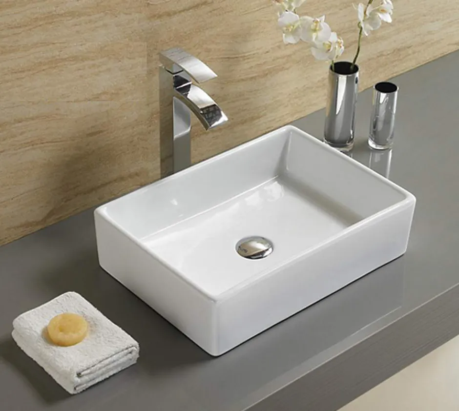 Silla Global Vasque à poser rectangulaire, céramique 47x33x12 cm, Blanc* Lavabo