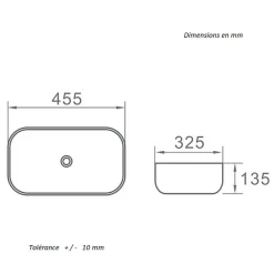 Stano Vasque à poser rectangulaire en ceramique CUARTO 3 coloris 45.5 x 32.5 cm Blanc brillant* Vasque À Poser
