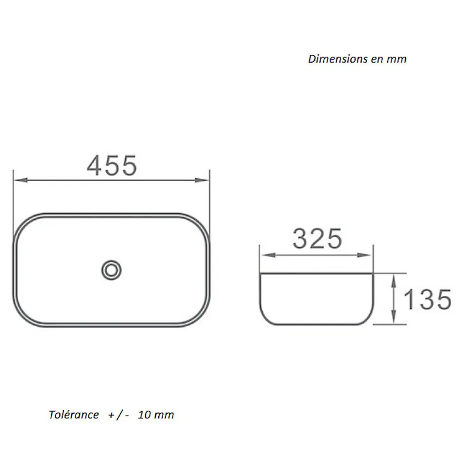 Stano Vasque à poser rectangulaire en ceramique CUARTO 3 coloris 45.5 x 32.5 cm Blanc brillant* Vasque À Poser