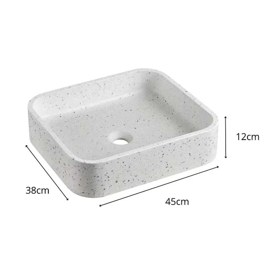 Mob-In Vasque à poser rectangulaire en terrazzo 45x38cm* Vasque À Poser