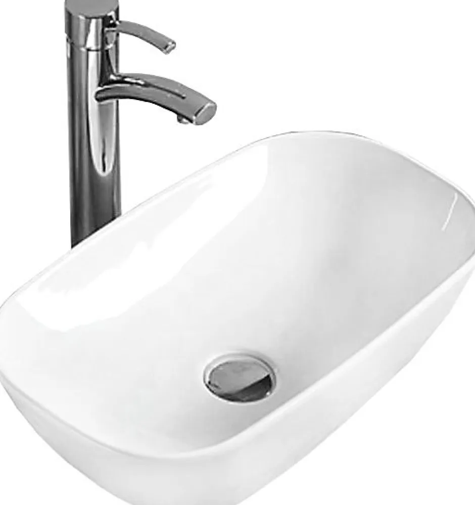 Silla Global Vasque à poser rectangulaire, céramique 46x23x12 cm Blanc