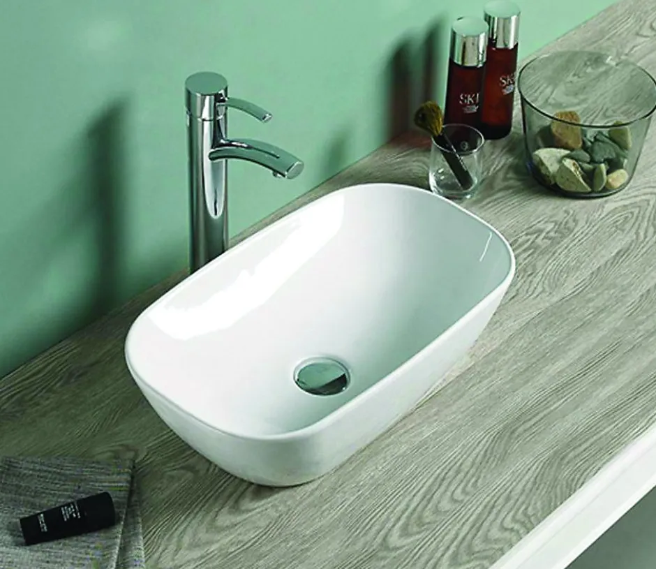 Silla Global Vasque à poser rectangulaire, céramique 46x23x12 cm Blanc