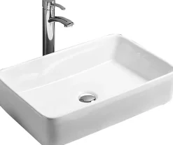 Silla Global Vasque à poser rectangulaire, céramique 58,5x37x12,5 cm Blanc* Lavabo