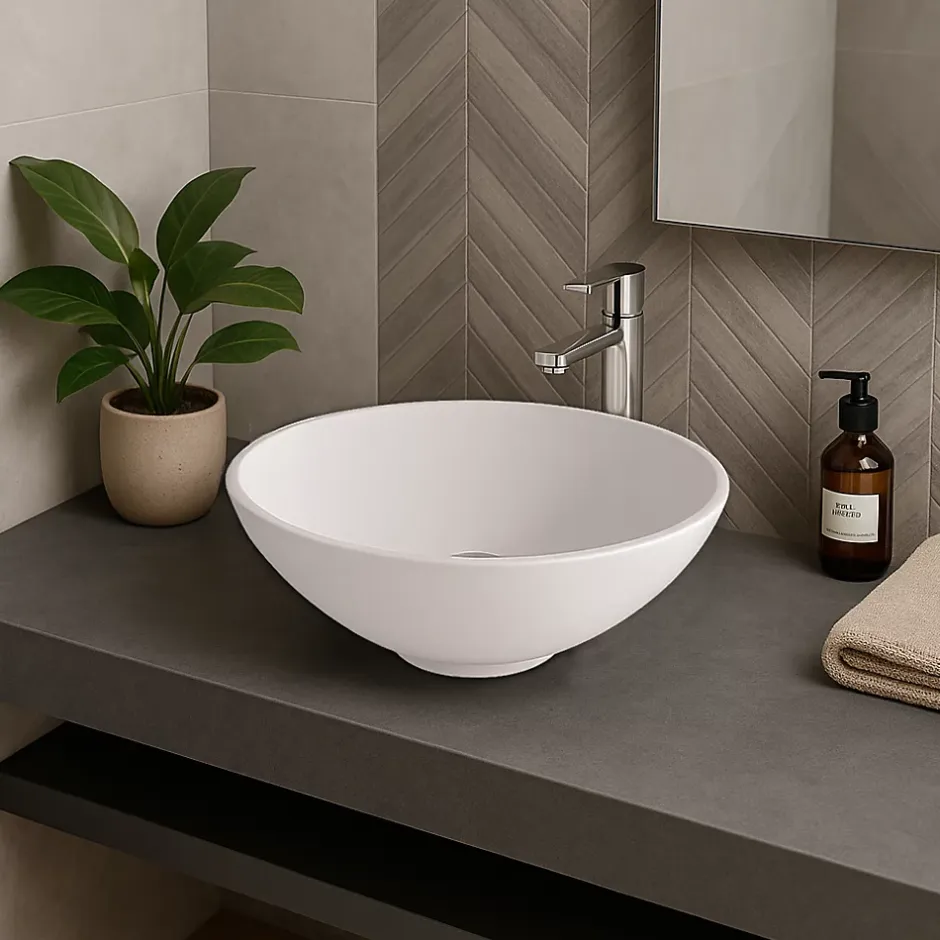 Ambra Vasque à poser ronde 38 cm en Solid surface - Coppa