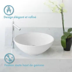 Ambra Vasque à poser ronde 38 cm en Solid surface - Coppa
