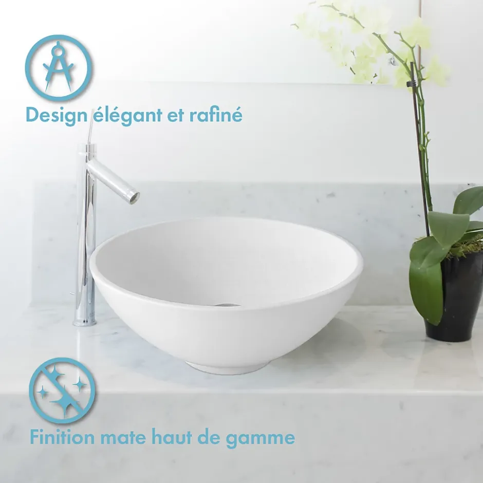 Ambra Vasque à poser ronde 38 cm en Solid surface - Coppa