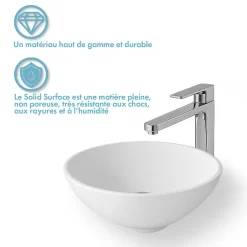 Ambra Vasque à poser ronde 38 cm en Solid surface - Coppa
