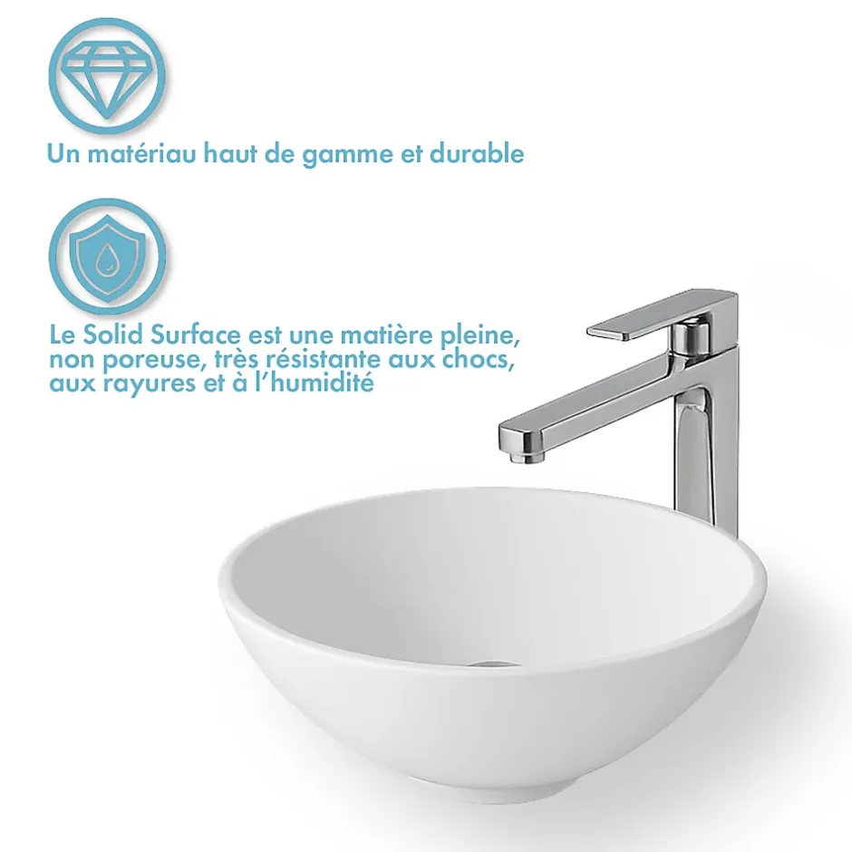 Ambra Vasque à poser ronde 38 cm en Solid surface - Coppa