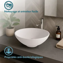 Ambra Vasque à poser ronde 38 cm en Solid surface - Coppa