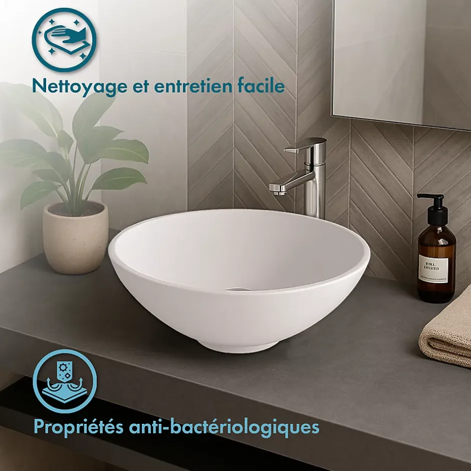Ambra Vasque à poser ronde 38 cm en Solid surface - Coppa
