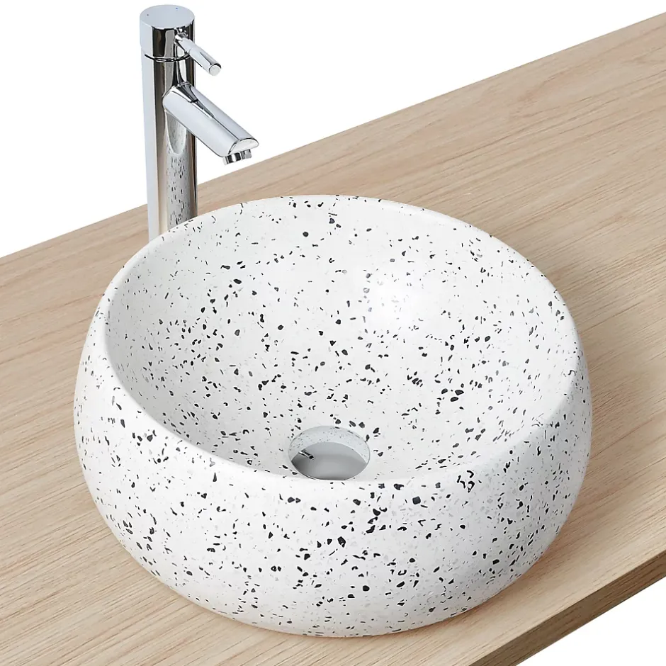 Homesight Vasque à poser ronde coloris Terrazzo Ø40 x H.15 cm