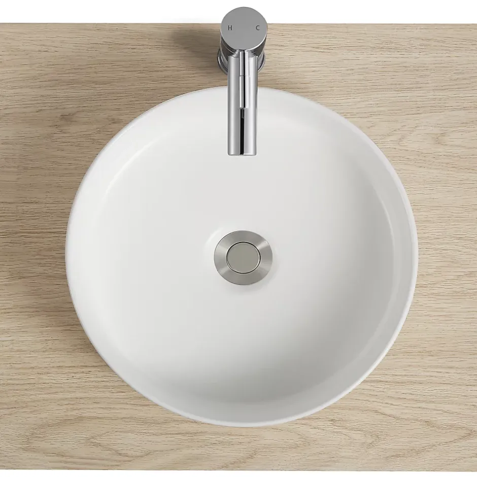 Homesight Vasque à poser ronde céramique blanc mat Ø36 x H.12 cm Romeo* Vasque À Poser