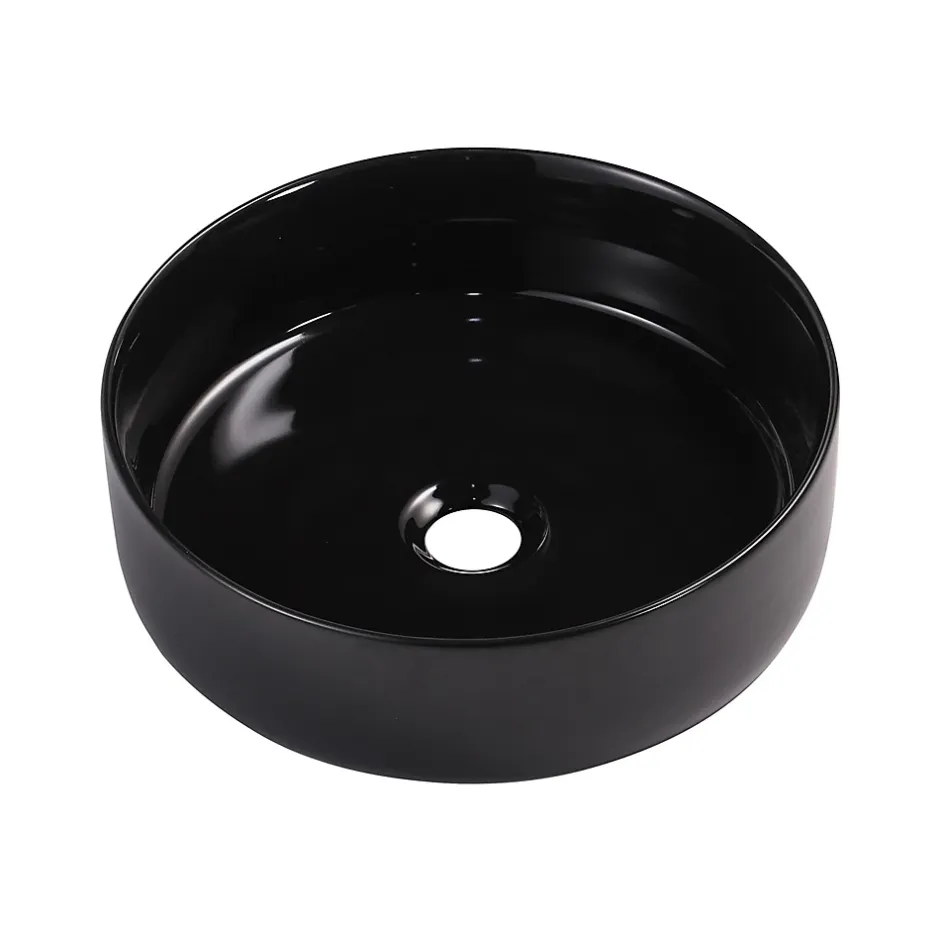 Homesight Vasque à poser ronde céramique noir mat et brillant Ø36 x H.12 cm Romeo