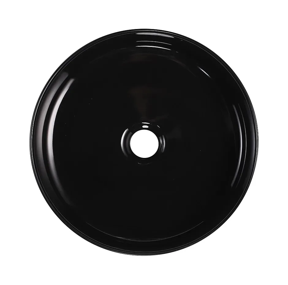 Homesight Vasque à poser ronde céramique noir mat et brillant Ø36 x H.12 cm Romeo