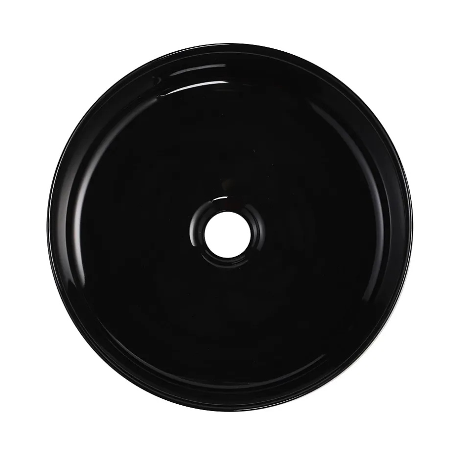Homesight Vasque à poser ronde céramique noir brillant Ø36 x H.12 cm Romeo* Vasque À Poser