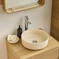 Homesight Vasque à poser ronde céramique beige Ø36 x H.12 cm Romeo* Vasque À Poser