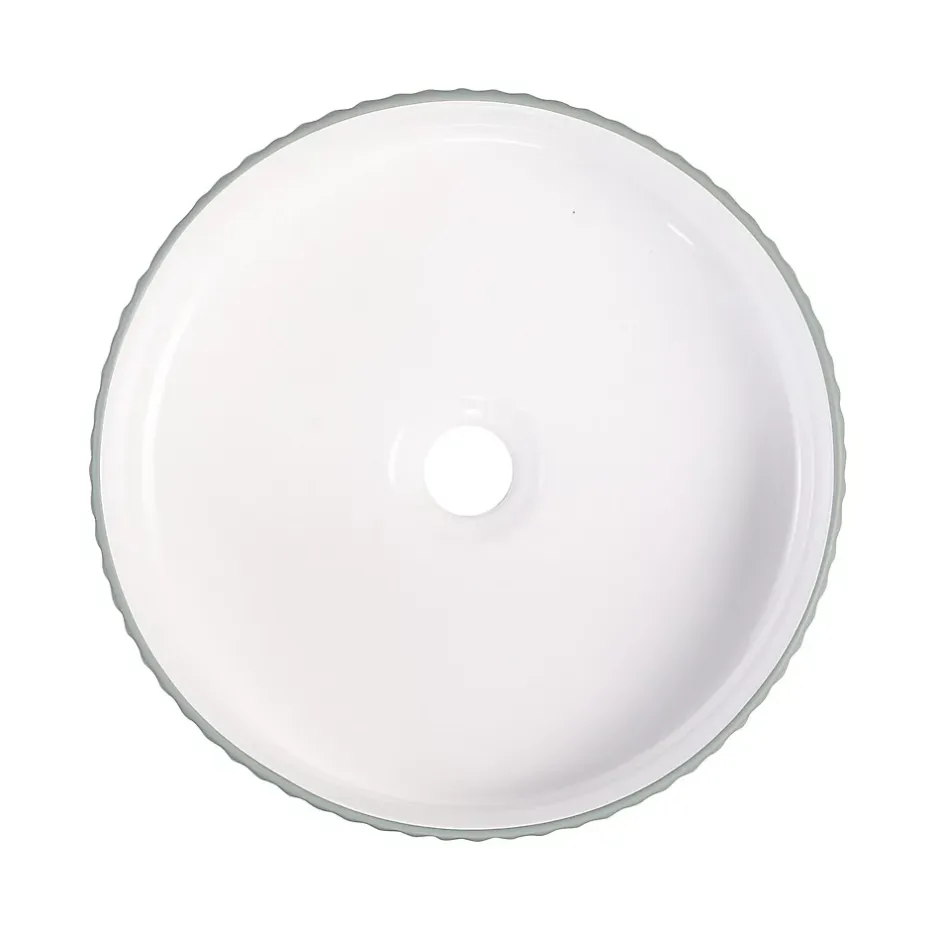 Homesight Vasque à poser ronde céramique vert sauge mat et brillant Ø36 x H.12 cm Linea* Vasque À Poser