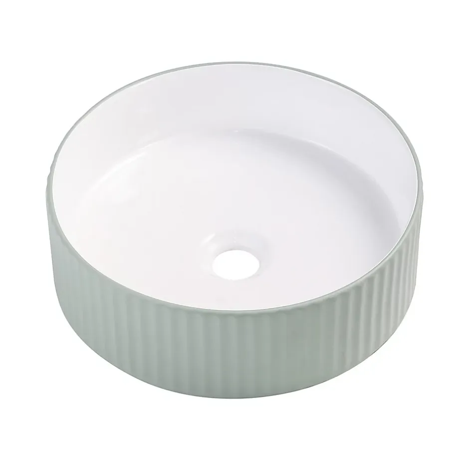 Homesight Vasque à poser ronde céramique vert sauge mat et brillant Ø36 x H.12 cm Linea* Vasque À Poser