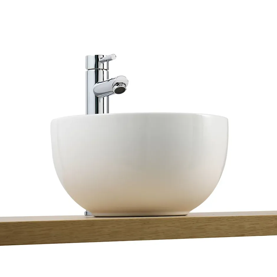 Homesight Vasque à poser ronde céramique blanc brillant Ø30 x H.16 cm Ramy