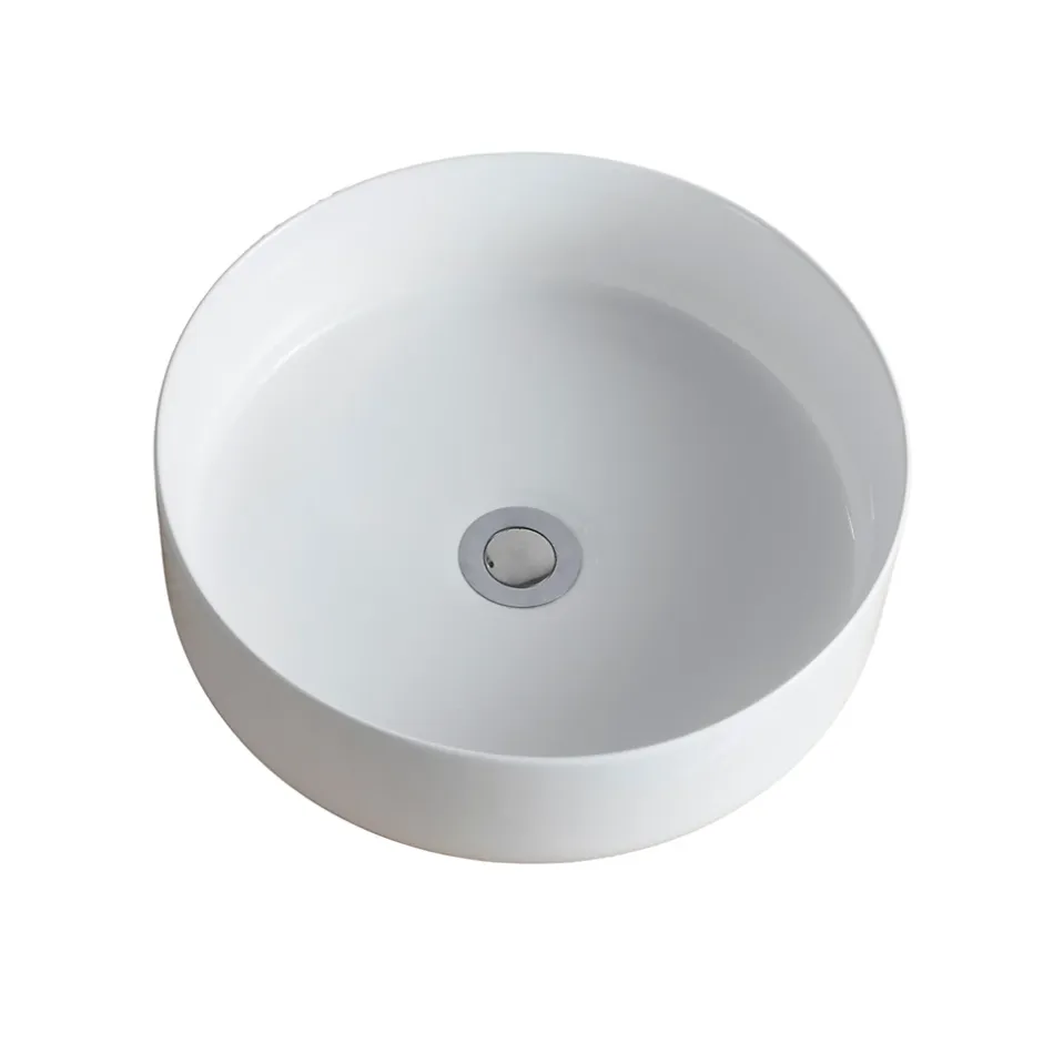 Homesight Vasque à poser ronde céramique blanc brillant Ø36 x H.12 cm Romeo