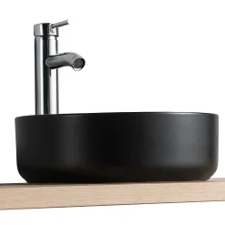Homesight Vasque à poser ronde céramique noir mat Ø36 x H.12 cm Romeo* Vasque À Poser
