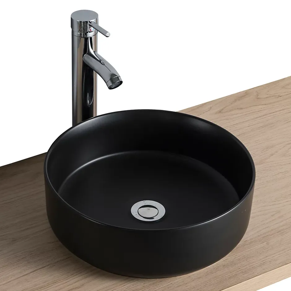 Homesight Vasque à poser ronde céramique noir mat Ø36 x H.12 cm Romeo* Vasque À Poser