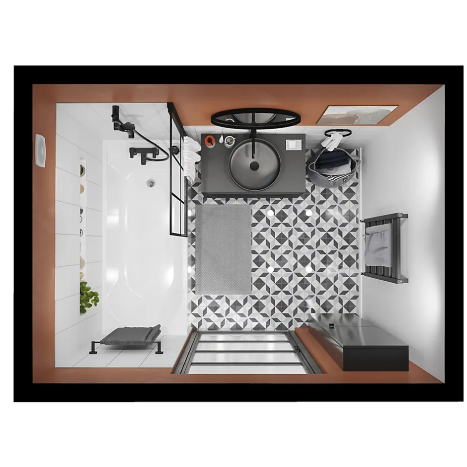 GoodHome Vasque à poser ronde céramique noir mat Samal