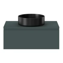 GoodHome Vasque à poser ronde céramique noir mat Samal