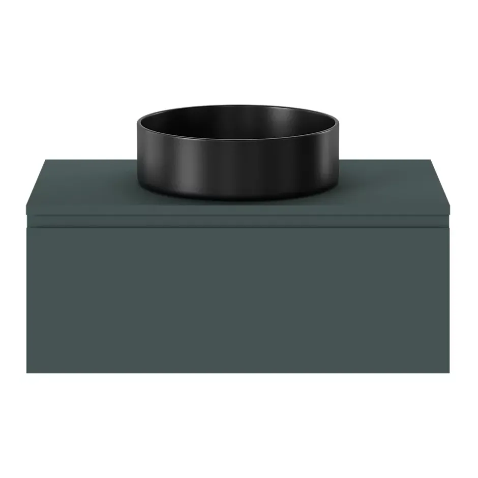 GoodHome Vasque à poser ronde céramique noir mat Samal
