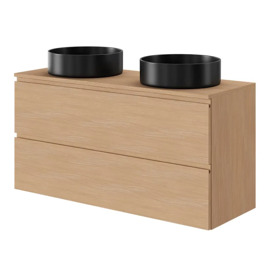 GoodHome Vasque à poser ronde céramique noir mat Samal