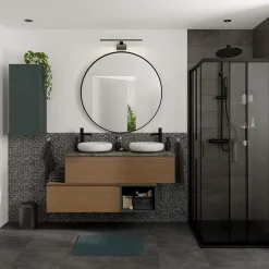 GoodHome Vasque à poser ronde céramique noir mat Samal