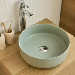Homesight Vasque à poser ronde céramique vert sauge Ø36 x H.12 cm Romeo* Vasque À Poser