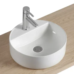 Homesight Vasque à poser ronde céramique blanc Kalvin