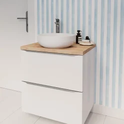 GoodHome Vasque à poser ronde céramique blanc brillant Cavally