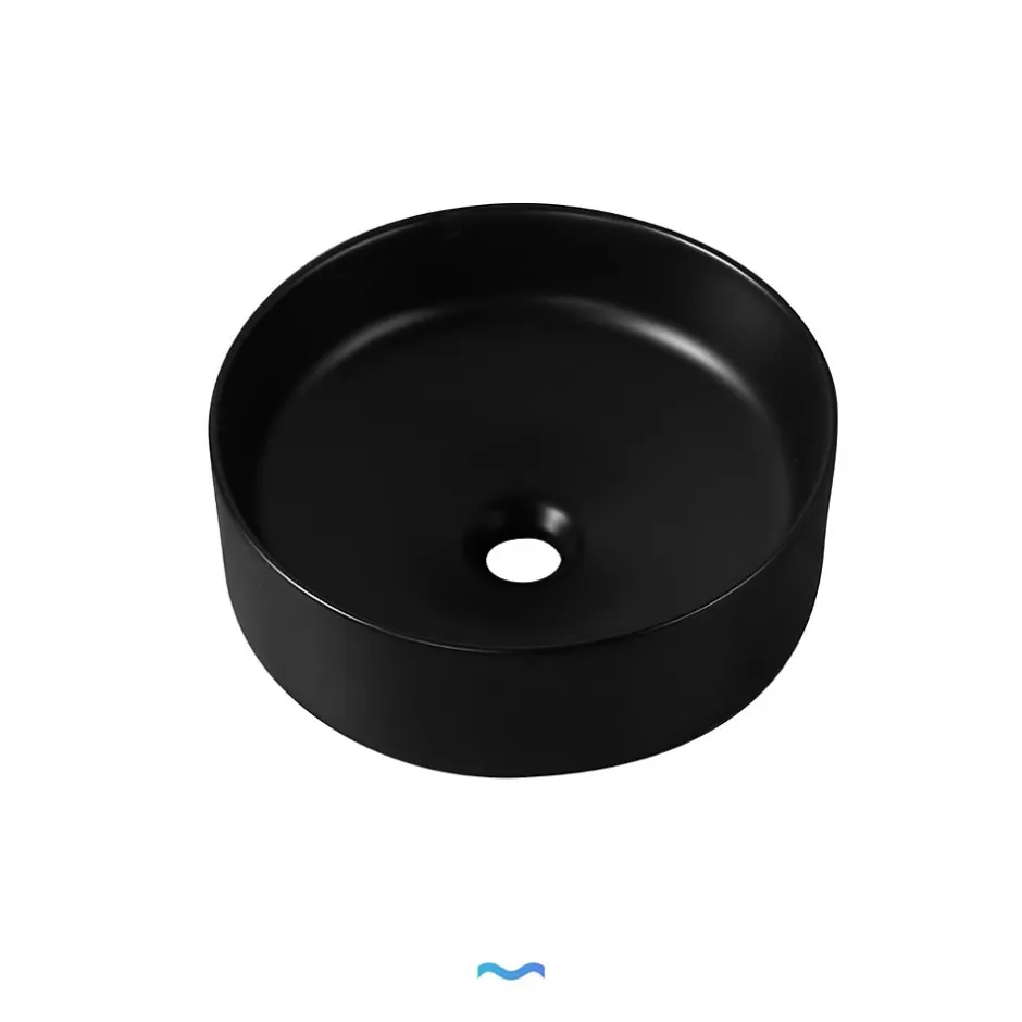 Dileci Vasque à poser ronde en céramique noir -* Lavabo