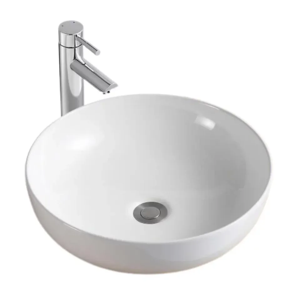 Mob-In Vasque à poser ronde en céramique blanche 42cm* Vasque À Poser
