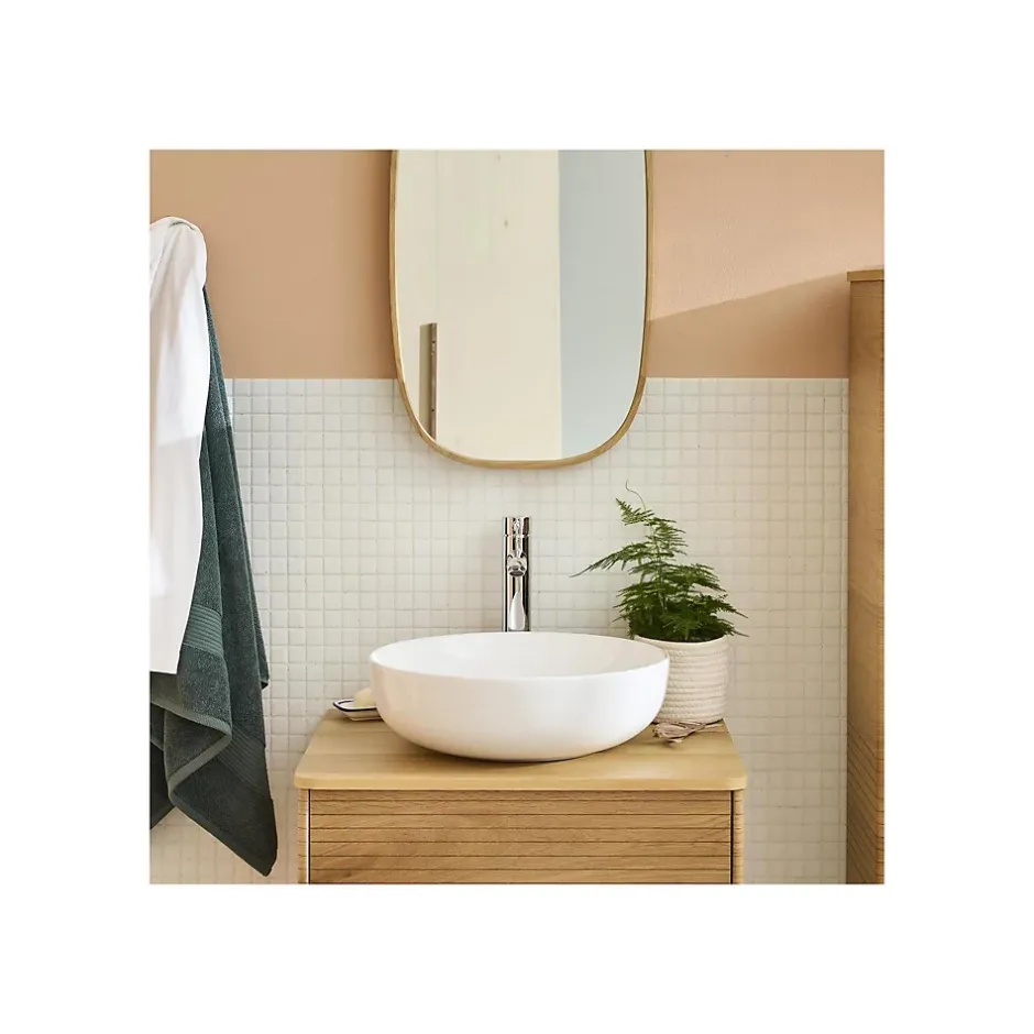Mob-In Vasque à poser ronde en céramique blanche 42cm* Vasque À Poser