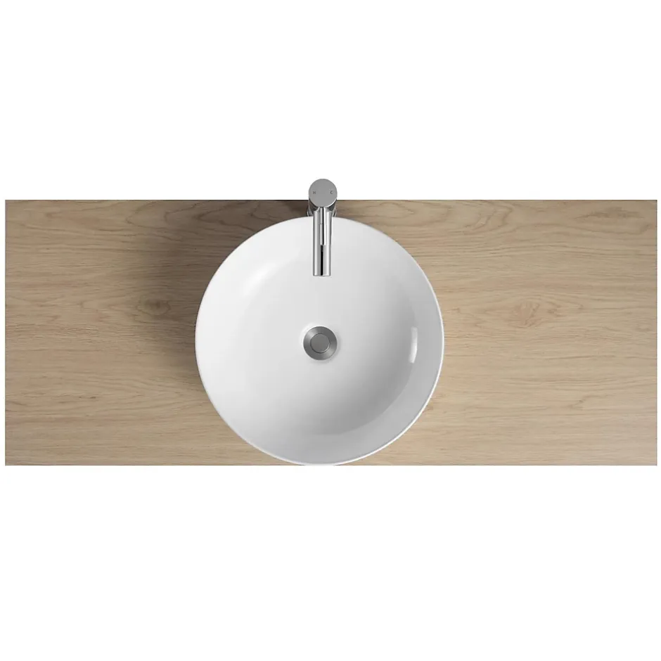 Mob-In Vasque à poser ronde en céramique blanche 42cm* Vasque À Poser