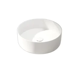 Galedo Vasque à poser ronde en céramique blanc mat Ø36 x H.12 cm,