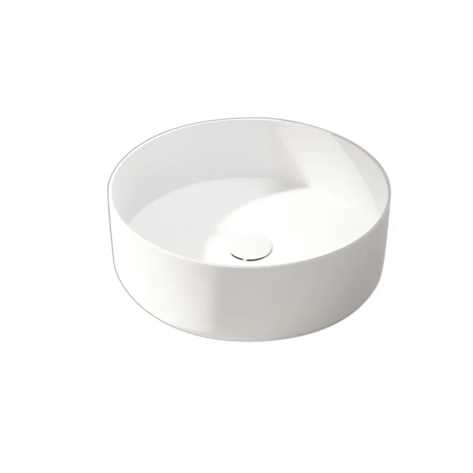 Galedo Vasque à poser ronde en céramique blanc mat Ø36 x H.12 cm,