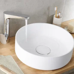 GoodHome Vasque à poser ronde en résine blanche Ø38 x H.12 cm Apanas* Vasque À Poser