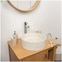 Mob-In Vasque à poser ronde en terrazzo 36cm* Vasque À Poser