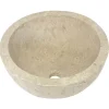 Casa Linéa Vasque à poser ronde en travertin l.40,6xH.15 cm, Aline* Vasque À Poser